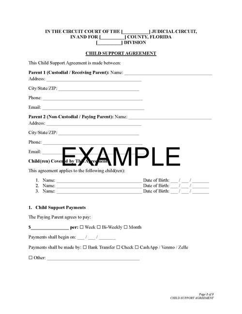 Child Support Agreement Template – Payment & Custody Terms | Editable Word & PDF