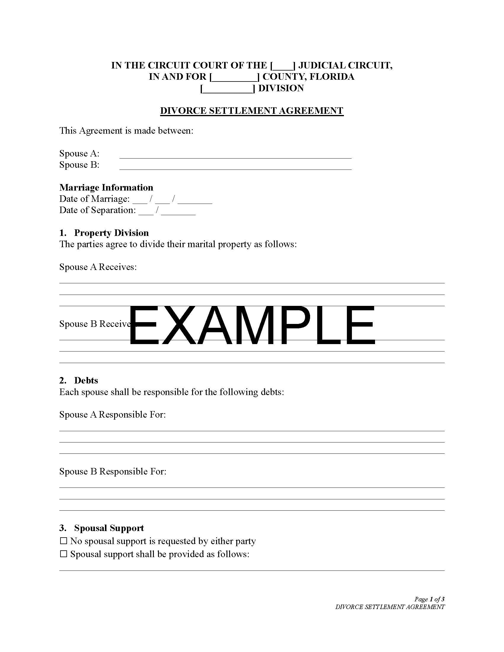 Divorce Settlement Agreement Template – Asset & Custody Division Form | Editable Word & PDF