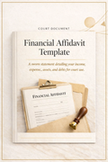 Financial Affidavit Template – Income & Assets Declaration | Editable Word & PDF