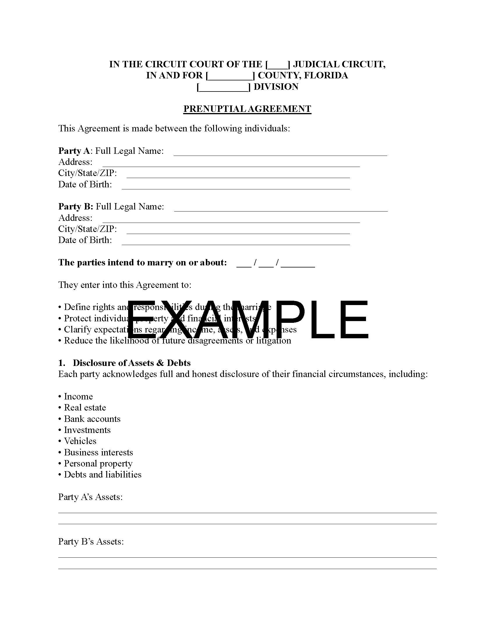 Prenuptial Agreement with Guide